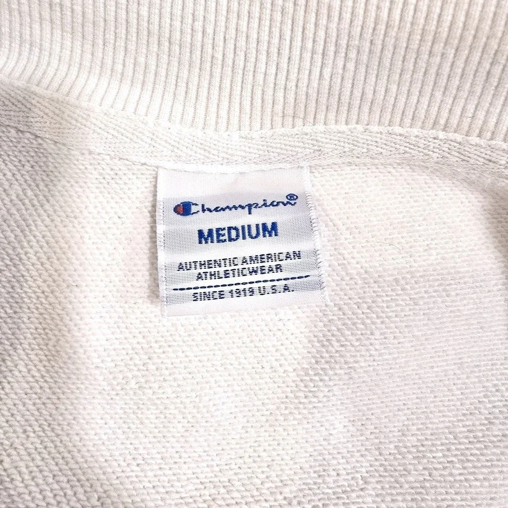 Champion Reverse Weave Snap Cardigan Sweatshirt‎ Mens M White Boxy Heritage Fit